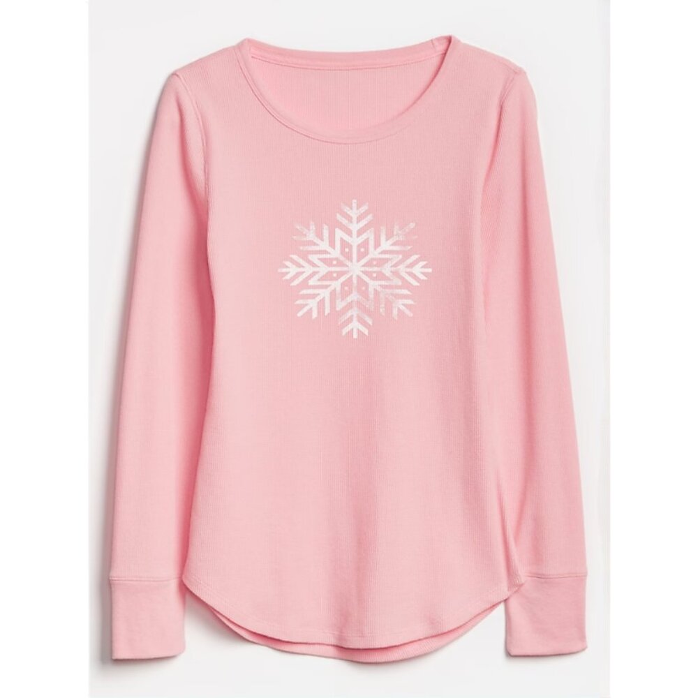 Gap - Peach/Pink Long Sleeve Thermal Snowflake Top - NWT, ready for gifting